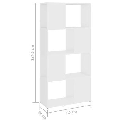 vidaXL raamaturiiul/ruumijagaja, valge, 60x24x124.5 cm, puitlaastplaat