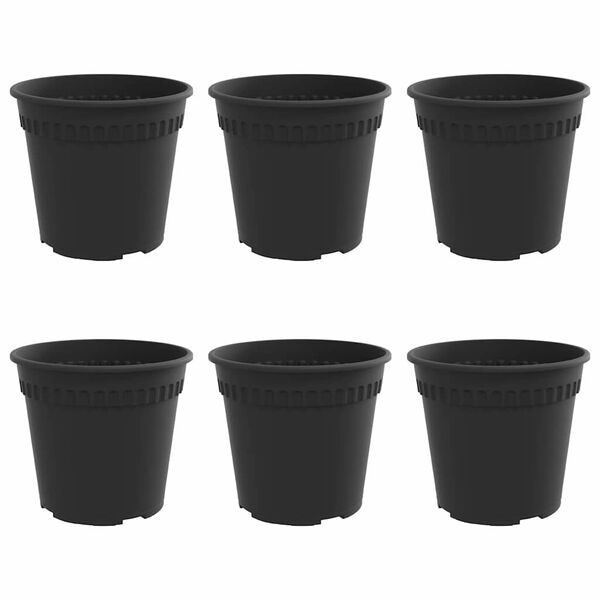 vidaXL &Uuml;mmargune lillepott 6 pcs Must &Oslash; 17 x 14 cm Plastmass