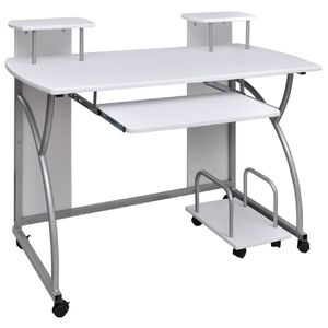 vidaXL arvutilaud, valge, 110 x 52 x 88,5 cm, tehispuit