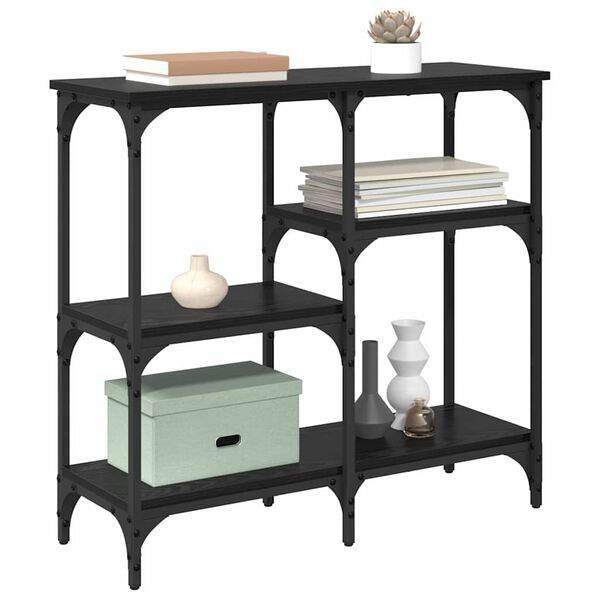 vidaXL Konsoollaud riiuliga Must tamm 80 x 29 x 75 cm Tehispuit