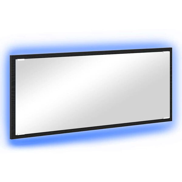 vidaXL Peegel LED -ribatuledega Must tamm 90 x 8,5 x 37 cm Tehispuit