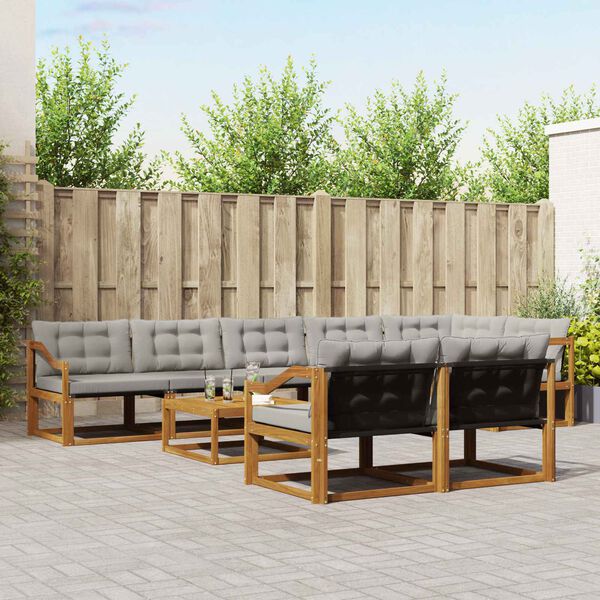 vidaXL V&auml;li diivanikomplekt padjaga 9 pcs Looduslik ja Hele Hall