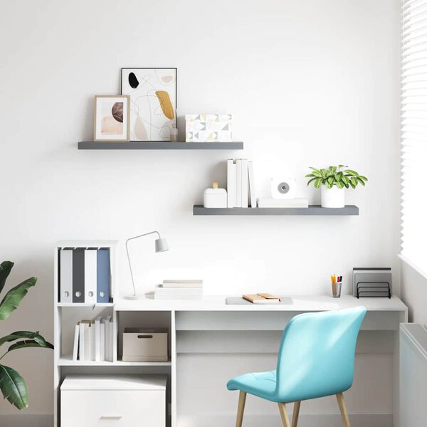 vidaXL seinariiulid, 2 tk, hall, 120x23,5x3,8 cm MDF