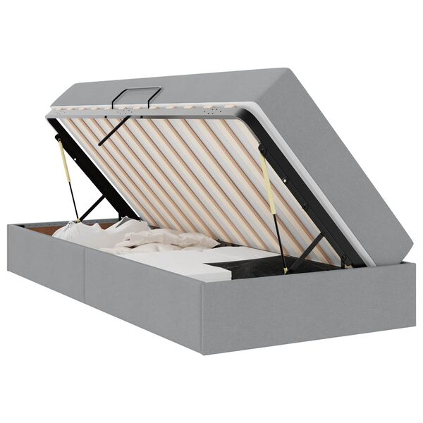 vidaXL Voodi hoiukohaga ja madratsiga Helehall 100 x 200 cm Pol&uuml;ester