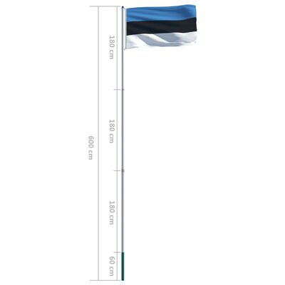 vidaXL Eesti lipp ja lipumast, alumiinium, 6 m