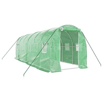 vidaXL kasvuhoone terasraamiga, roheline, 12 m², 6x2x2 m