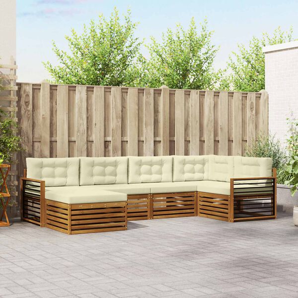 vidaXL V&auml;li diivanikomplekt padjaga 6 pcs Looduslik ja kreem