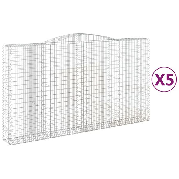 vidaXL kaarekujulised gabioonkorvid 5 tk, 400x50x220/240 cm, raud