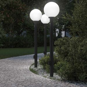 vidaXL anduri ja pistikupesaga postvalgustid, 3 tk, 120 cm, mustad, IP44