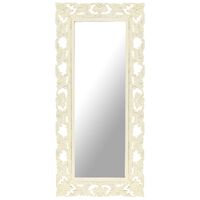 vidaXL, käsitsi nikerdatud peegel, valge, 110 x 50 cm, mangopuit
