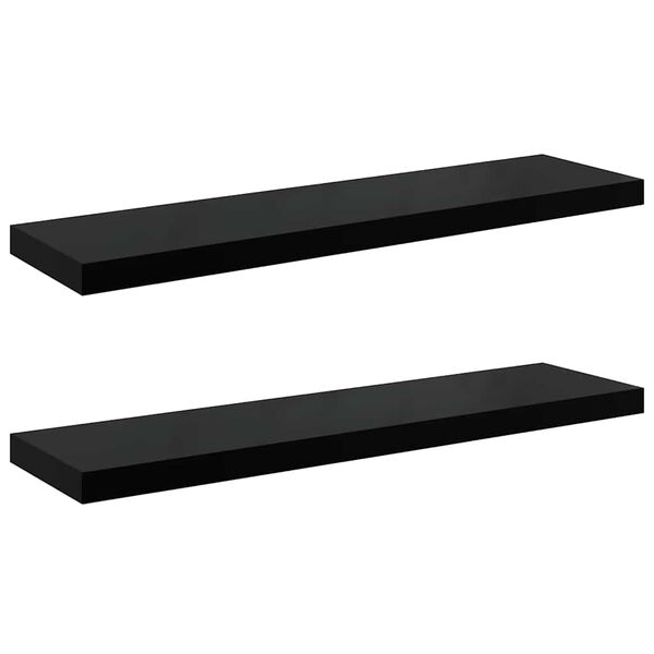 vidaXL seinariiulid, 2 tk, k&otilde;rgl&auml;ikega, must, 90 x 23,5 x 3,8 cm MDF