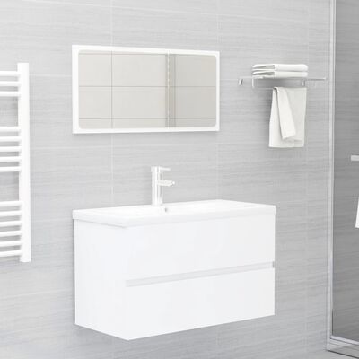 vidaXL vannitoamööblikomplekt, valge, puitlaastplaat