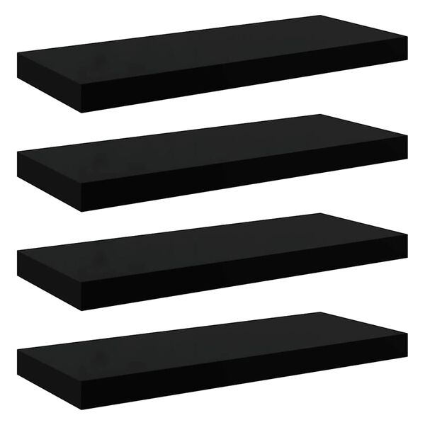 vidaXL seinariiulid, 4 tk, k&otilde;rgl&auml;ikega must, 60 x 23,5 x 3,8 cm MDF