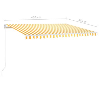 vidaXL käsitsi sissetõmmatav varikatus LED, 450x350 cm, kollane/valge