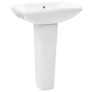 vidaXL iseseisev valamu jalaga, keraamiline, valge 580 x 470 x 200 mm