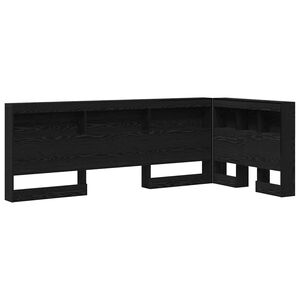 vidaXL Hoiustamispeatoe riiuliga peaga Must tamm 80 cm Tehispuit