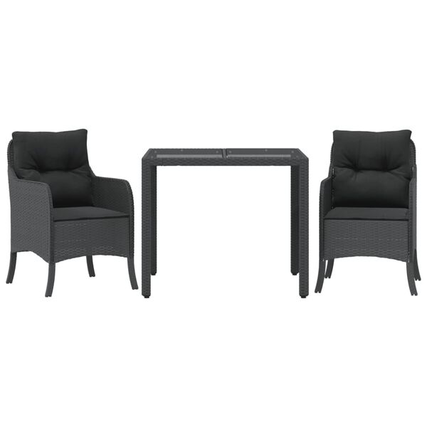 vidaXL 3-osaline aiam&ouml;&ouml;bli komplekt patjadega, must, pol&uuml;rotang