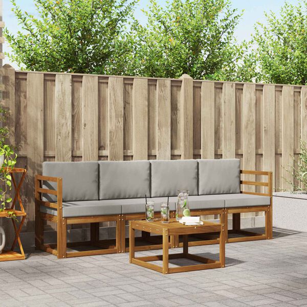 vidaXL V&auml;li diivanikomplekt padjaga 5 pcs Looduslik ja Hele Hall