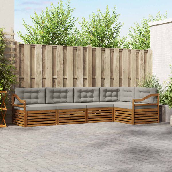 vidaXL V&auml;li diivanikomplekt padjaga 5 pcs Looduslik ja Hele Hall