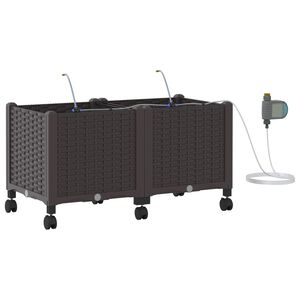 vidaXL Aiakonteiner Kastmise ja Ratastega 2 tk Pruun 80 x 40 x 43,5 cm