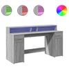 vidaXL kirjutuslaud LED-tuledega, hall Sonoma tamm, 160x55x91 cm