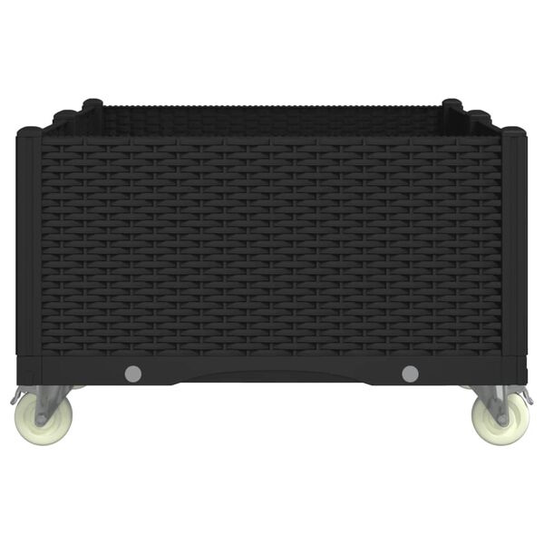 vidaXL ratastega taimekast, must, 100 x 80 x 54 cm, PP