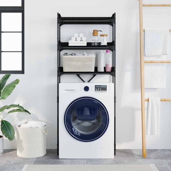 vidaXL Pesumasina riiul riiuliga Must 0ak 67 x 25 x 163 cm Tehispuit