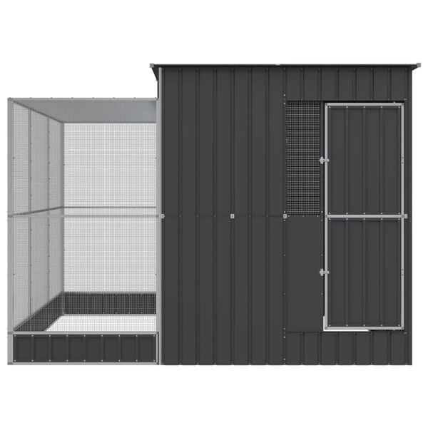 vidaXL linnumaja pikendusega, hõbedane, 290 x 303 x 216 cm, teras