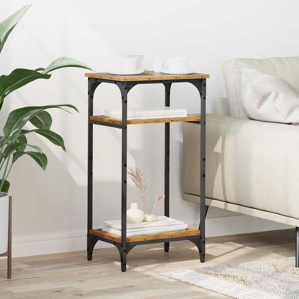 vidaXL K&uuml;lglaud riiuliga Vana puit 40 x 30 x 75 cm Tehispuit