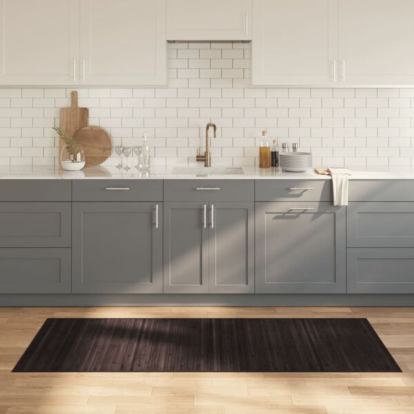 vidaXL vaip, ristk&uuml;likukujuline, tumepruun, 80 x 200 cm, bambus