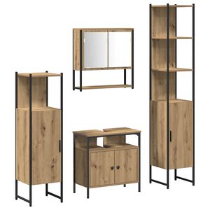 vidaXL Vannitoa m&ouml;&ouml;bleset riiuliga uksega 4 pcs k&auml;sit&ouml;&ouml;tamm Tehispuit