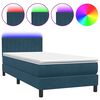 vidaXL kontinentaalvoodi madrats ja LED Tumesinine 100x220 cm samet