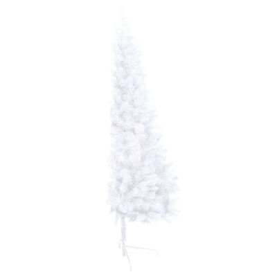 vidaXL valgustusega poolik kunstkuusk, kuulidega, valge, 150 cm
