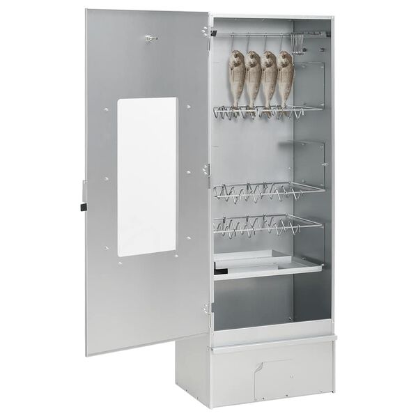 vidaXL BBQ suitsuahi puulaastudega, 44,5x29x110 cm, tsingitud teras