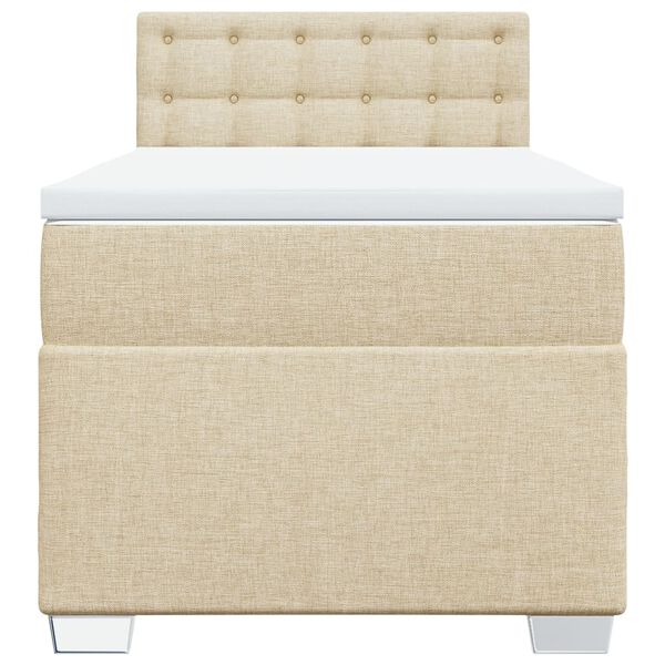 vidaXL kontinentaalvoodi madratsiga, kreemjas, 90x200 cm, kangas