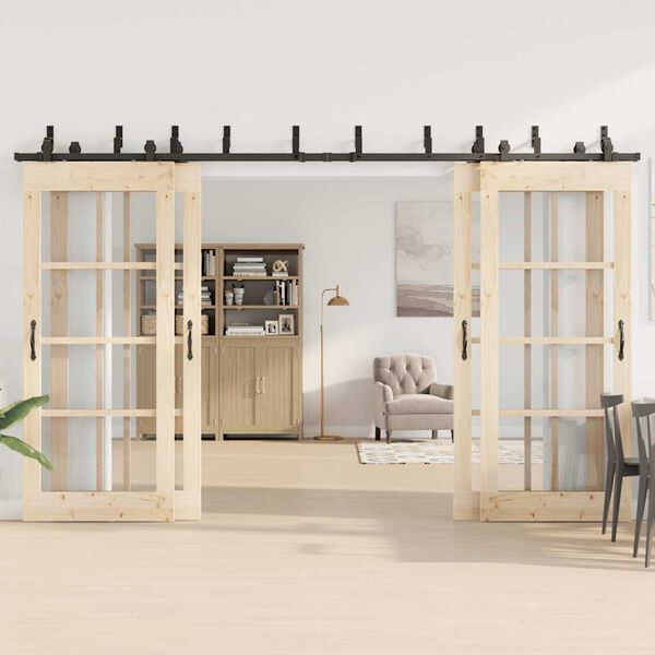 vidaXL liugukse tarvikute komplekt 366 cm terasest, must