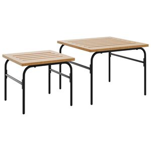 vidaXL &uuml;ksteise alla mahtuvad aia kohvilauad 2 tk, pruun/must, teras