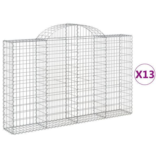 vidaXL kaarekujulised gabioonkorvid 13 tk, 200x30x120/140 cm, raud