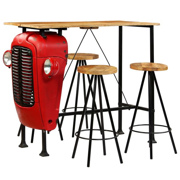 vidaXL 5-osaline baarikomplekt, mangopuit, 120 x 60 x 107 cm