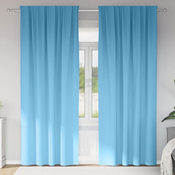 vidaXL Kardinad r&otilde;ngastega 2 pcs Hele sinine 260 x 140 cm Pol&uuml;ester