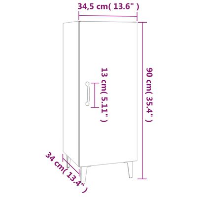 vidaXL puhvetkapp, pruun tamm, 34,5 x 34 x 90 cm, tehispuit