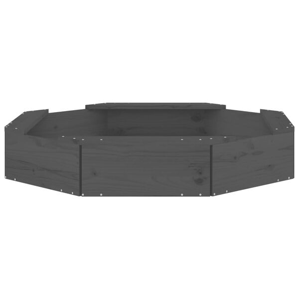 vidaXL istekohtadega liivakast, hall, kaheksanurkne, männipuit