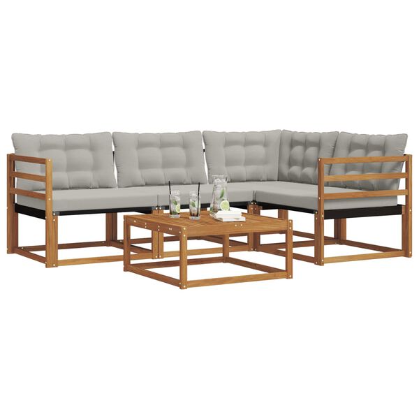 vidaXL V&auml;li diivanikomplekt padjaga 5 pcs Looduslik ja Hele Hall