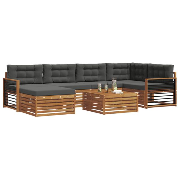 vidaXL V&auml;li diivanikomplekt padjaga 7 pcs Looduslik ja antriit