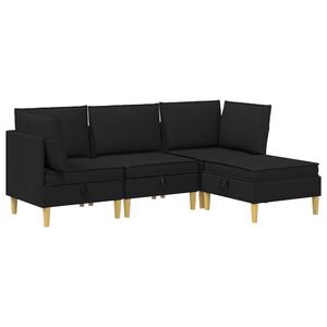 vidaXL Elutoa m&ouml;&ouml;bliseade padjaga ladustamisega 4 pcs Must kangas