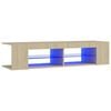 vidaXL telerialus LED-tuledega, Sonoma tamm, 135x39x30 cm