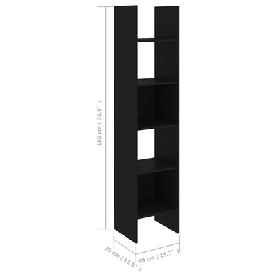 vidaXL 4-osaline raamatukappide komplekt, must, puitlaastplaat