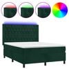 vidaXL kontinentaalvoodi madrats, LED, tumeroheline, 140x190 cm, samet
