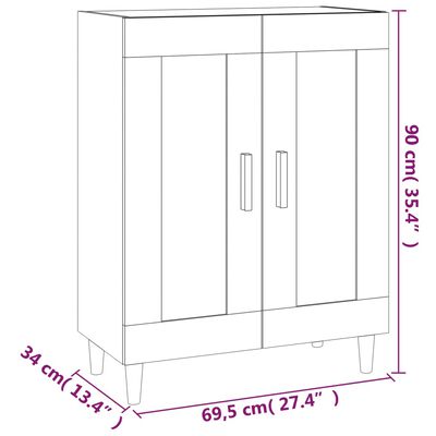 vidaXL puhvetkapp, suitsutatud tamm, 69,5 x 34 x 90 cm, tehispuit