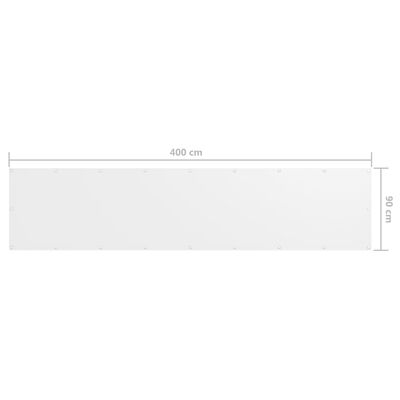 vidaXL rõdusirm, valge, 90 x 400 cm, oxford-kangas